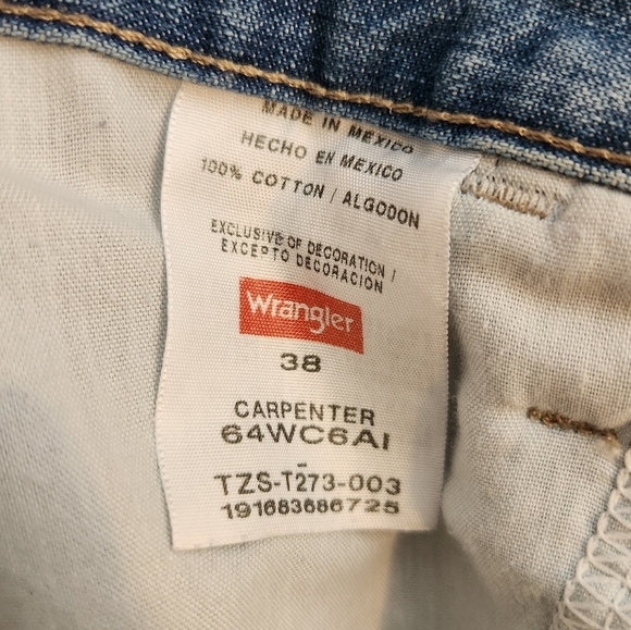 Vintage Wrangler Premium Relaxed CARPENTER Denim Jorts - Size 38 🔥 Jean Shorts - Picture 4 of 8